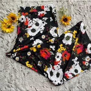 Kate & Mallory Black Floral Print Wide Leg Palazzo Pant Size 3x